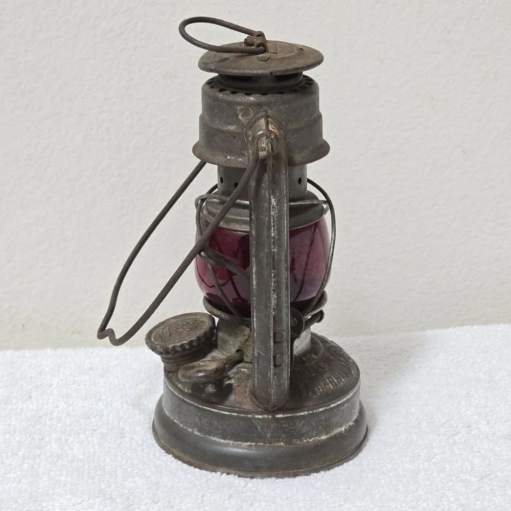 Feuerhand Atom 75 Storm Lantern Germany Schott Jena Ruby Red Jenaer Glas Antique